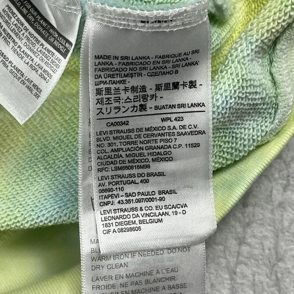 Levi's Hoodie Mens XS Yellow Blue‎ Tie Dye Frog Lizard Relaxed Pullover 38479